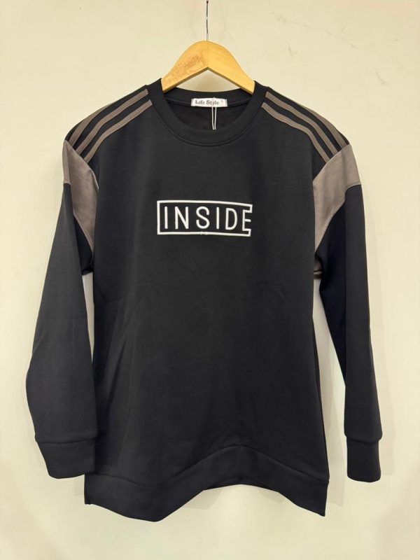 black long-sleeve sweatshirt with INSIDE