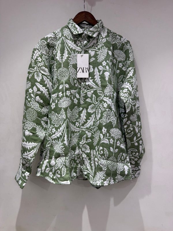 Olive Botanical Print Shirt
