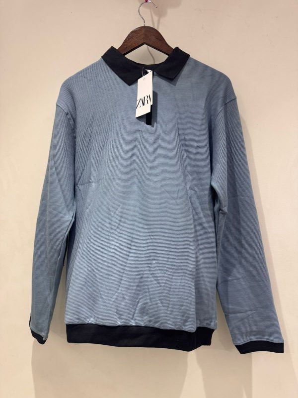 Zara Blue Long-Sleeve Polo